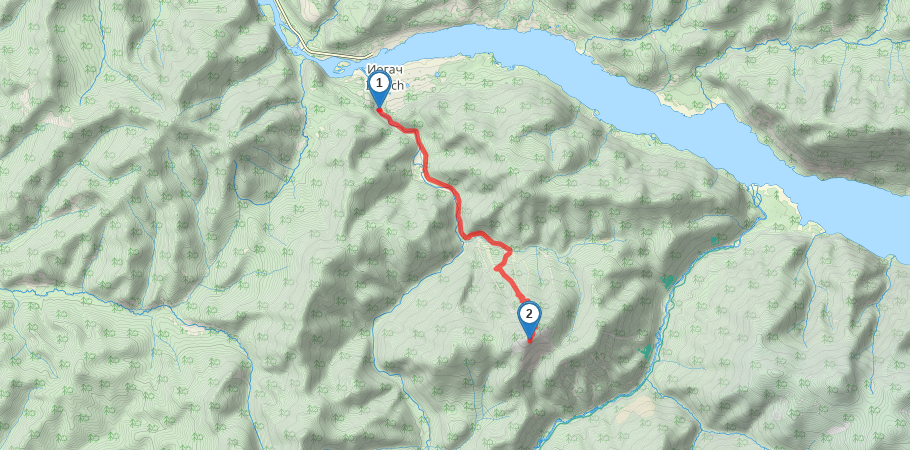 Пешее восхождение на гору Кокуя 1385 м трек на карте