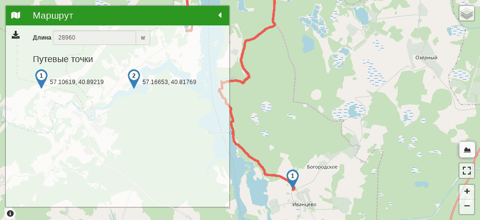Из Иванцева в Иванково лесом и берегом трек на карте