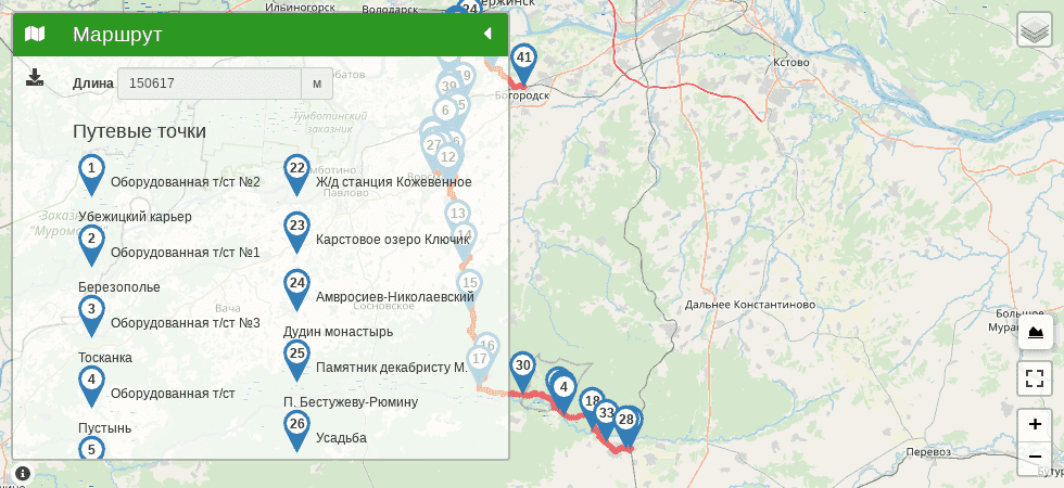 Тропы Березополья от Rutrail трек на карте