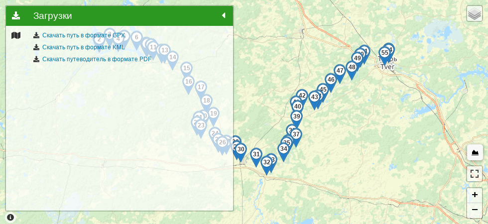 Водный сплав по Верхневолжскому водохранилищу и Верхней Волге (413 км) трек на карте