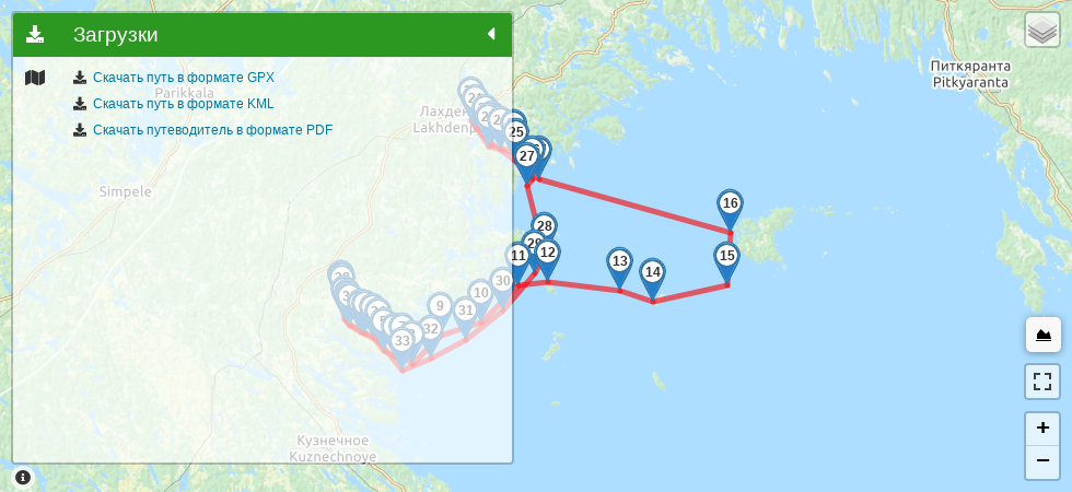 По шхерам и островам трек на карте