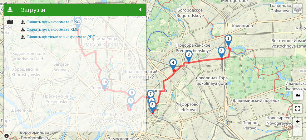 АРТ-пространства Москвы трек на карте