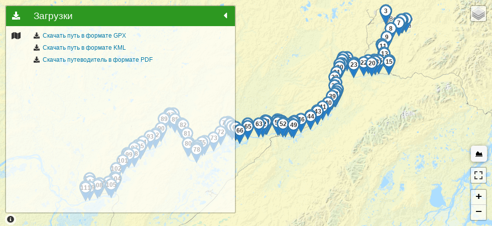 Водный сплав по реке Уса от г. Воркута до г. Усинск (длина маршрута 522 км) трек на карте