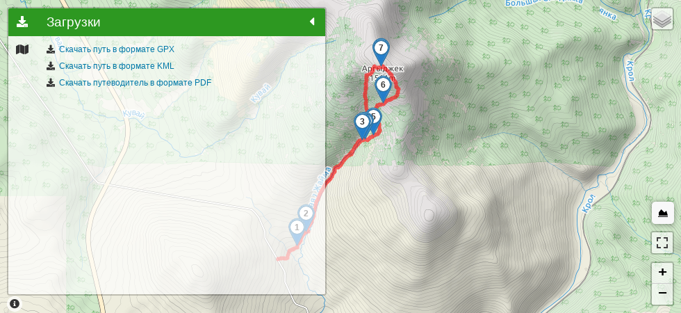 Аргыджек летом трек на карте