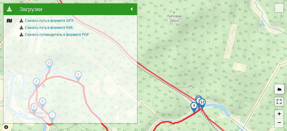 ст. 344 км ---> Медведь-Камень ---> ст. 350 км (16 км) трек на карте