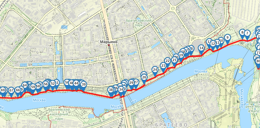 Велопрогулка по парку 850-летия Москвы, г. Москва, Россия трек на карте