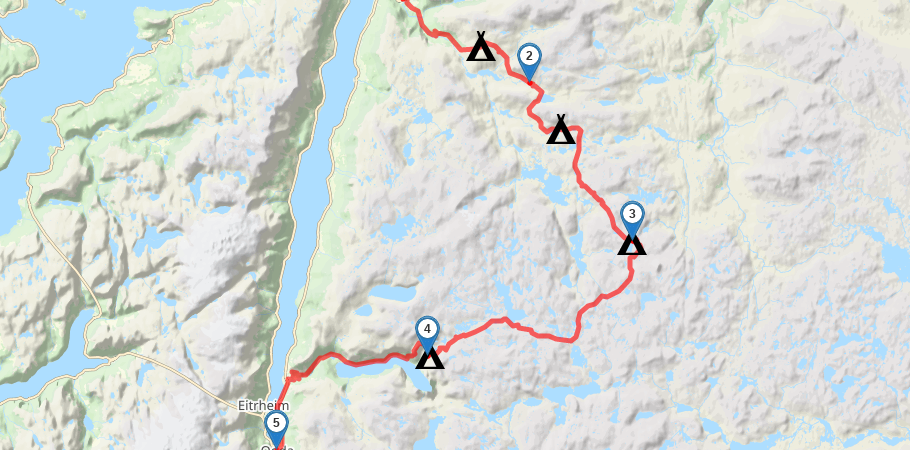 Норвегия. Хартейген и Язык Тролля трек на карте