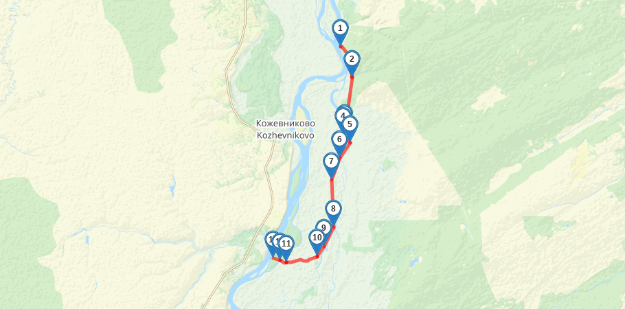 Экстрим-поход-шоу в Обь-Томском междуречье в стиле "Последний герой" трек на карте