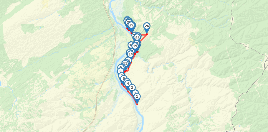 К Иткаринскому водопаду. Нижнее Правобережное Притомье трек на карте