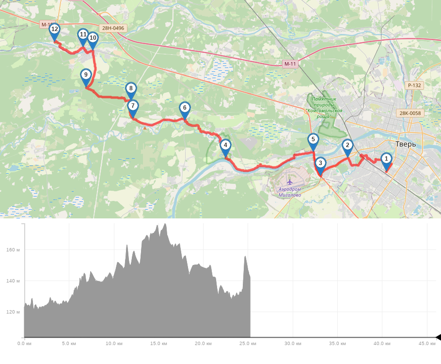 Веломаршрут "Три реки" трек на карте