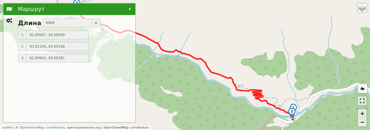 Карта пути к водопаду