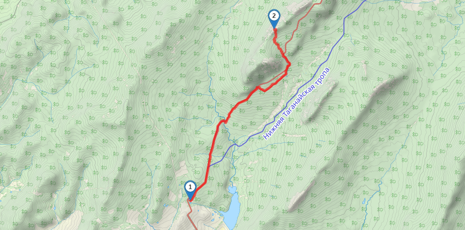 Митькины скалы трек на карте