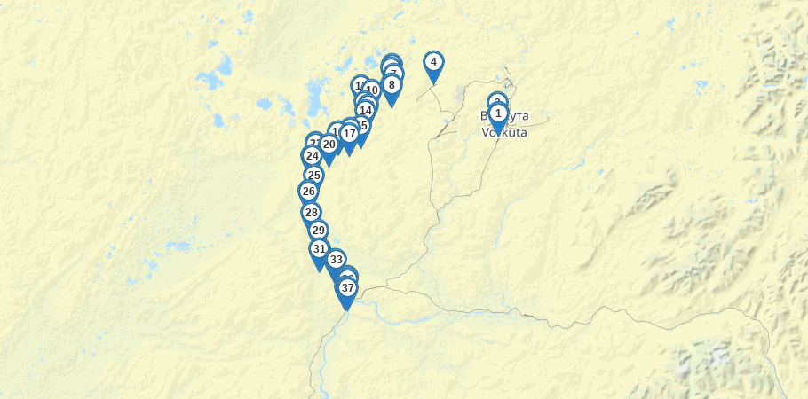 Водный сплав и рыбалка на реке Сейда - приток реки Уса (длина 138 км) трек на карте