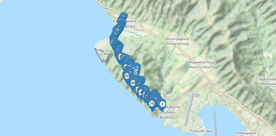 Велопешеходная дорога Геленджик - Кабардинка трек на карте