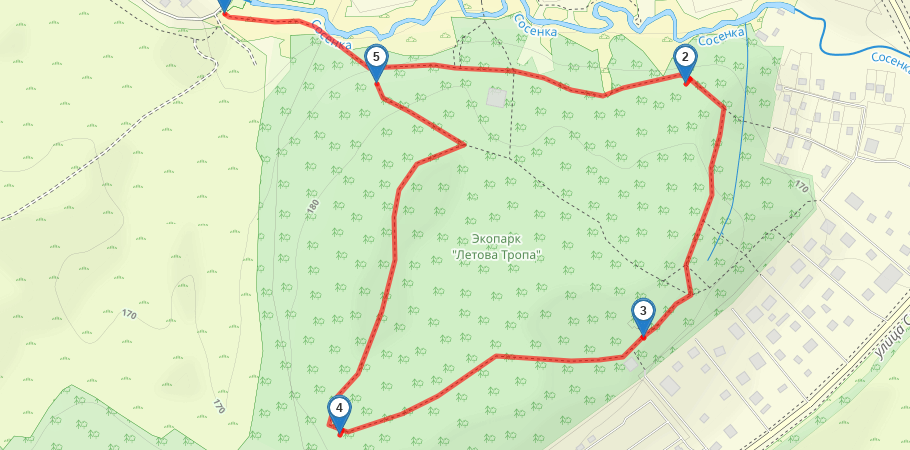 Прогулка в Летовском парке трек на карте