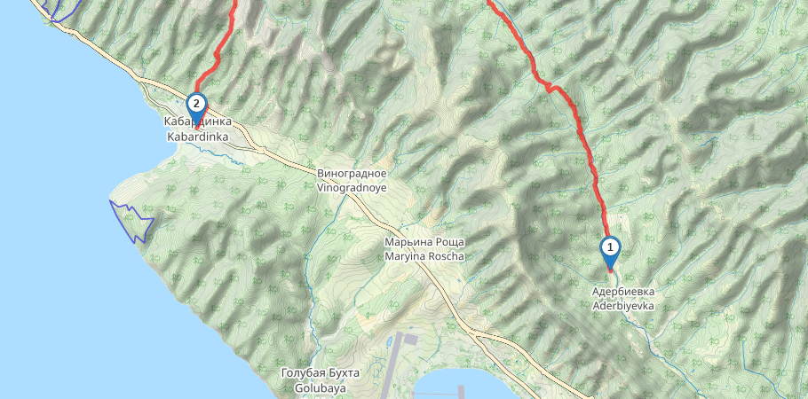 Адербиевка-Шапсугская-Кабардинка трек на карте