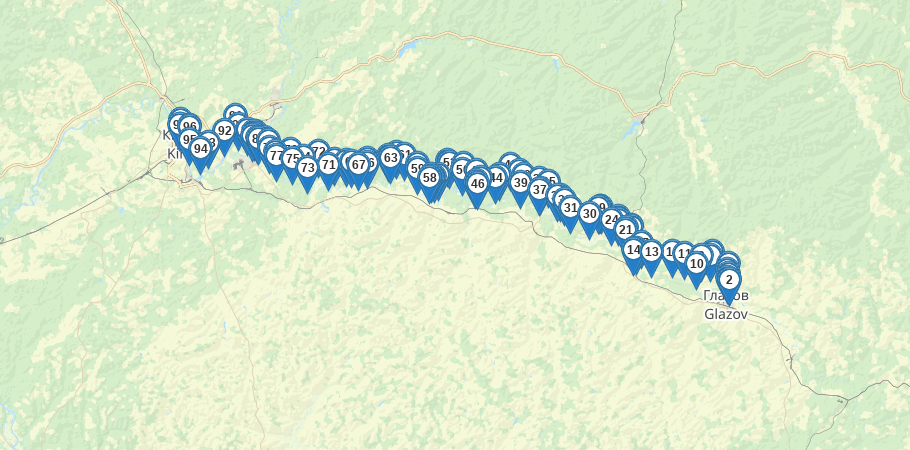 Водный сплав по реке Чепца от г. Глазов до г. Киров (длина 337 км) трек на карте