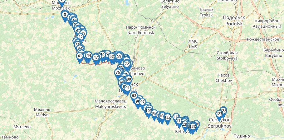 Сплав и рыбалка на реке Протва от с. Борисово до г. Протвино (длина 200 км) трек на карте