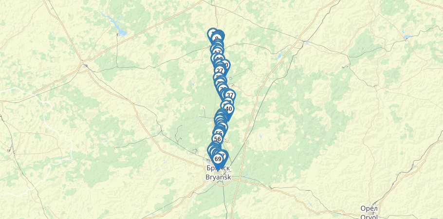 Сплав и рыбалка на реке Болва от г. Киров до г. Брянск (длина 162 км) трек на карте