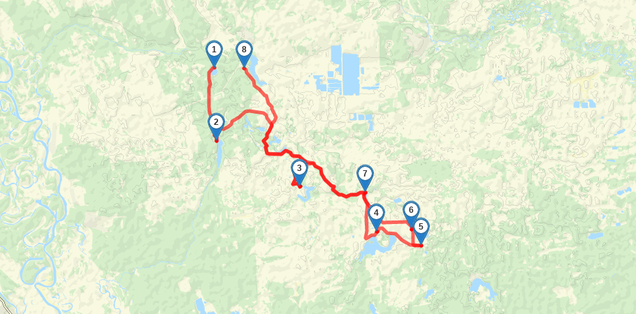 По Южским озерам в Ивановской области трек на карте