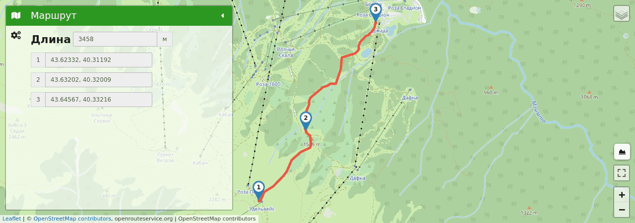 Карта для пеших маршрутов