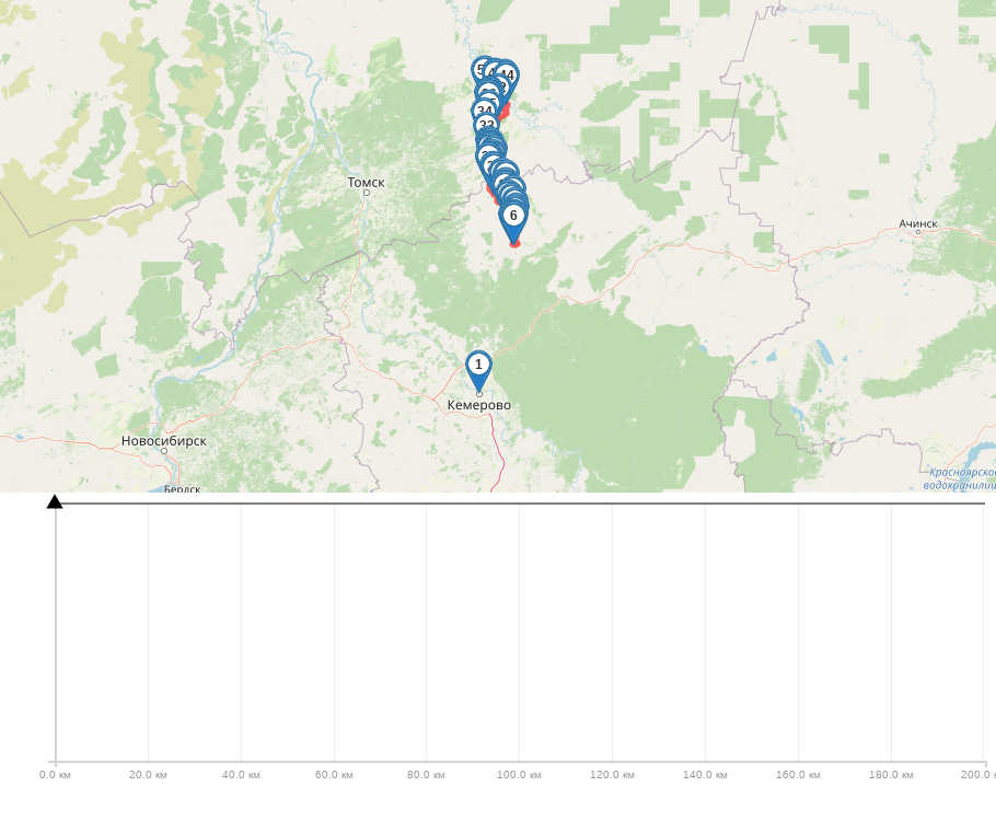 Сплав и рыбалка на реке Яя от п. Яя до г. Асино (длина 198 км) трек на карте