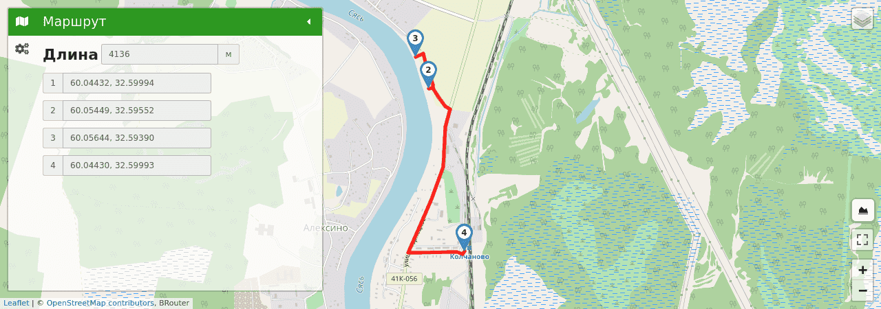 Ребровские пещеры (Ленинградская область) трек на карте