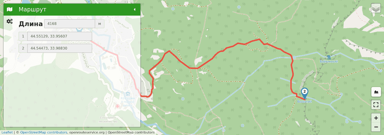 Водопад Бойковский ( Весенний  ) трек на карте