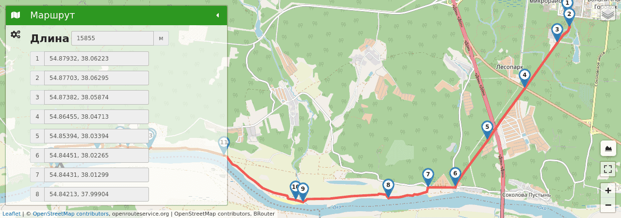 Приокские дюны (Московская область) трек на карте