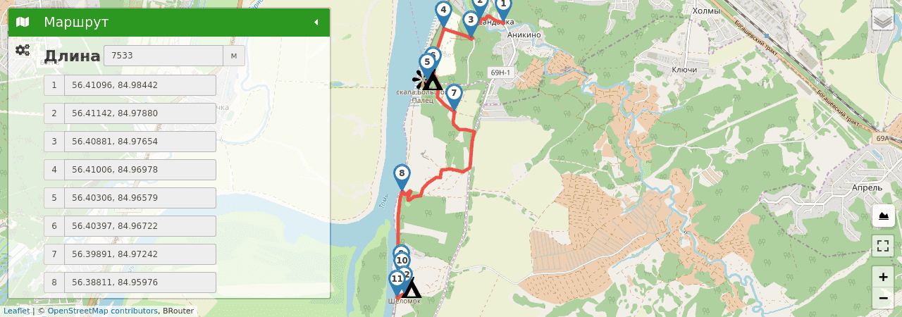 Городище Шеломок (Томская область) трек на карте