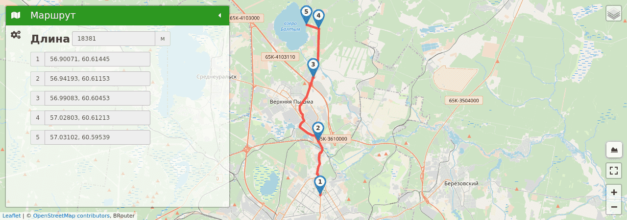 велосипедный маршрут из Екатеринбурга (р-н Уралмаш) до оз. Балтым трек на карте