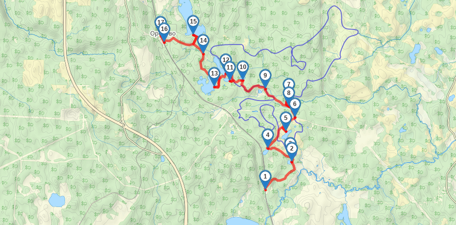 Ореховский лесопарк трек на карте