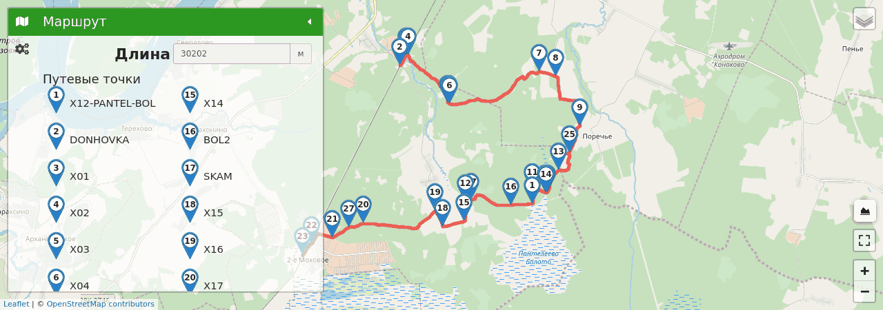 К Пантелееву болоту трек на карте