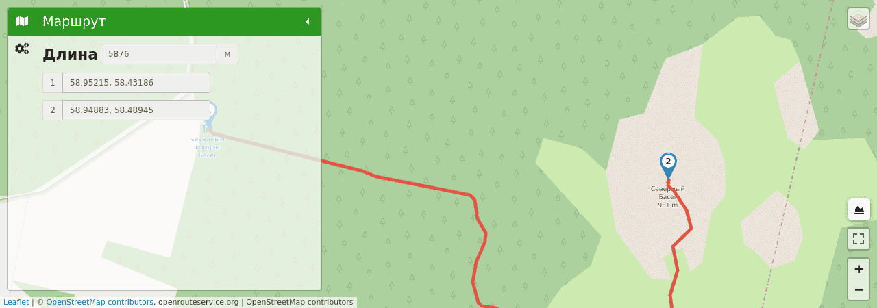 Гора Северный Басег трек на карте