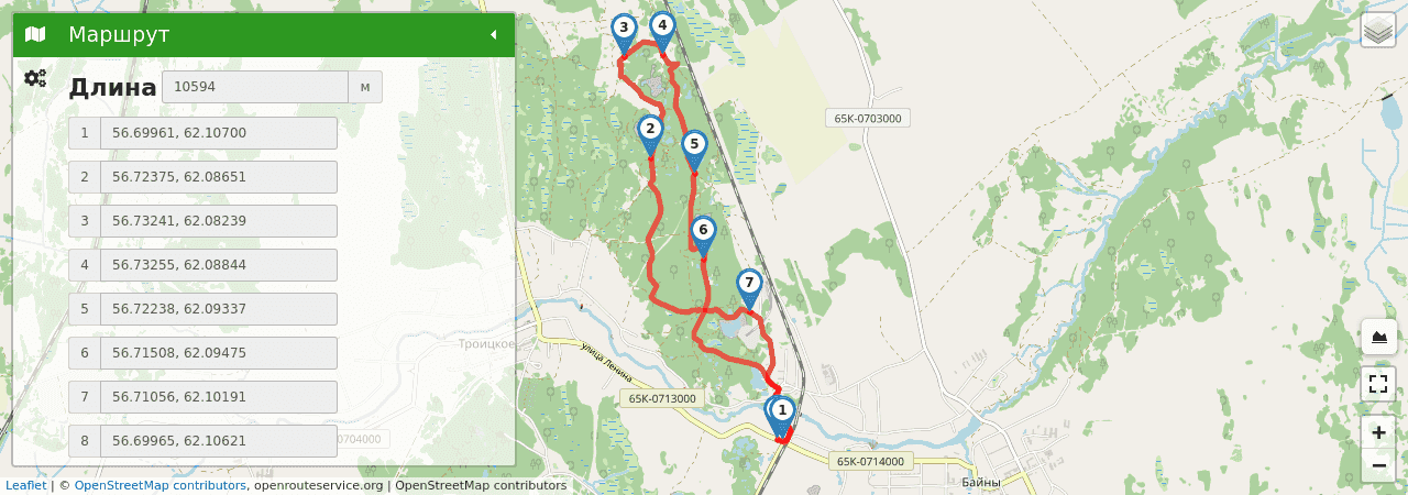 Семицветные озерки трек на карте