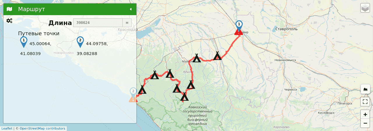 30 маршрут кавказ карта маршрута