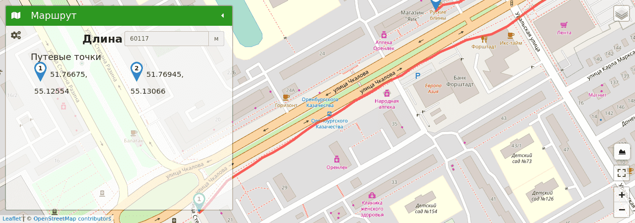 Оренбург - Жилгородок трек на карте