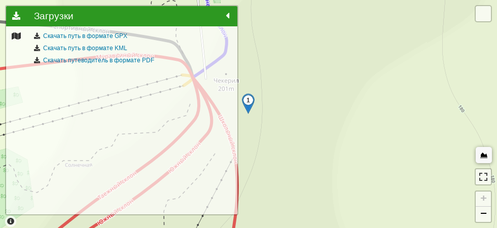 Горнолыжный курорт Чекерил трек на карте